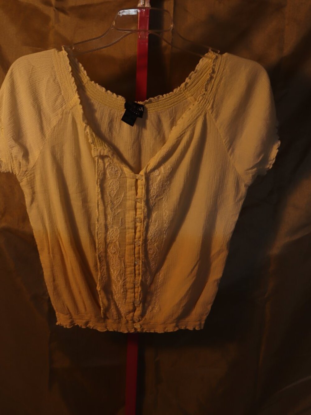 Mona Lisa Petite - Peasant Blouse - Yellow -Ombre to Tan - Petite Large